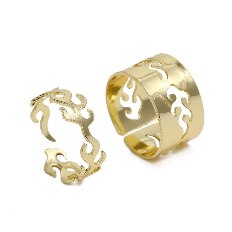 Gold Tone Unisex Ring Set Two Piece Metal Band Size 7 Everyday Wear Jewelry Two Rings Fashion Accessory Classy