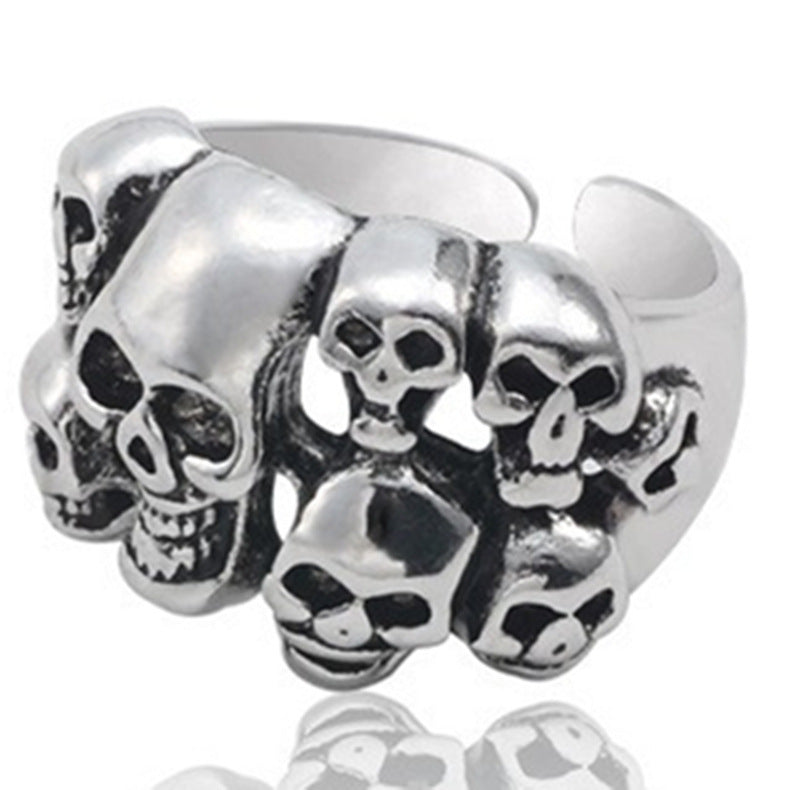 Men Skull Ring Retro Punk Vintage Alloy Electroplated Finish Unique Skull Design Biker Ring For Men Party Style