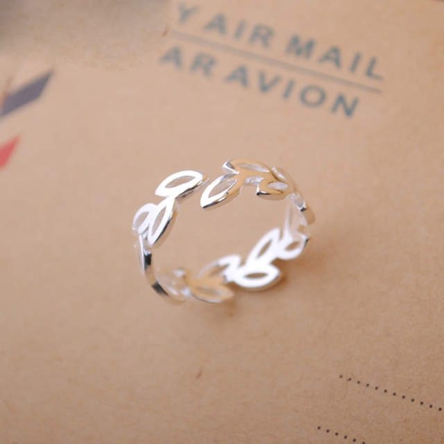 Leaf Design Hollow Ring Sterling Silver 925 Electroplated Jewelry For Women Korean Inspired Accessory Everyday Wear