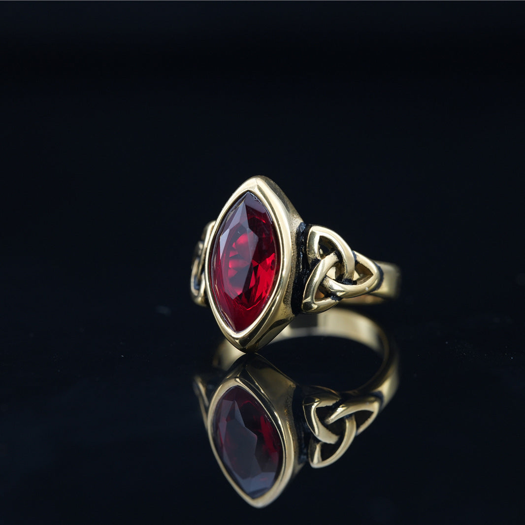 Titanium Steel Rings Unisex Gemstone Cross Design Ethnic Geometric Statement Ring For Men Women For Daily Wear