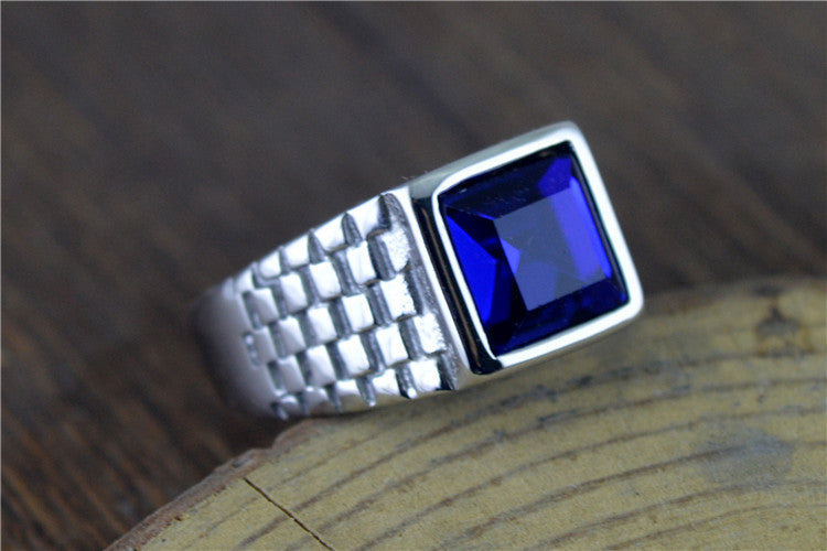 Popular Punk Retro Inlaid Jewel Pattern Titanium Steel Ring For Unisex Size 7 8 9 10 11 12 13 For Everyday Use