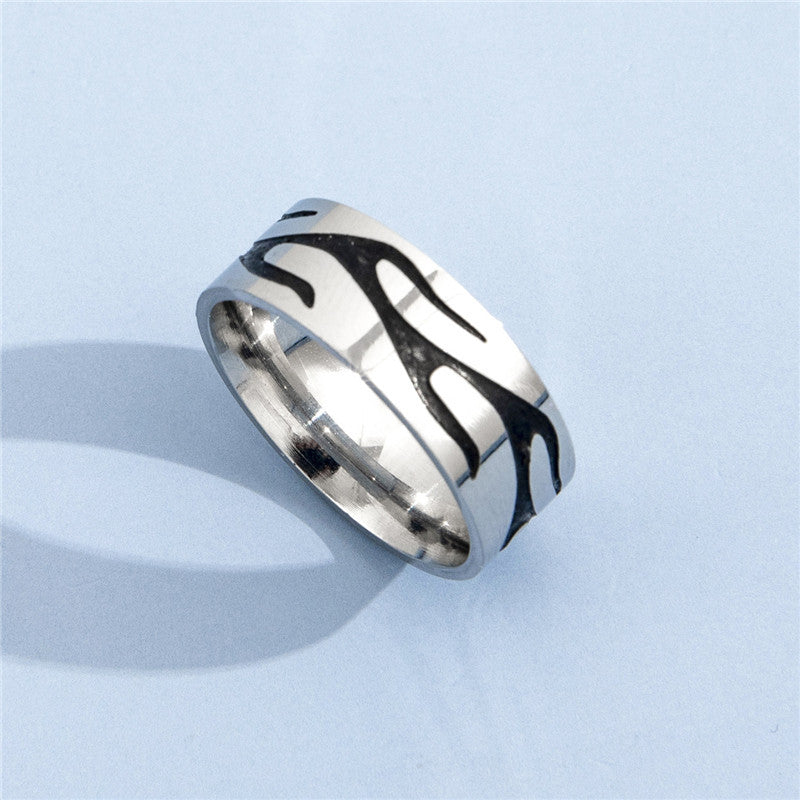Stainless Steel Ring Punk Rock Style Flame Butterfly Accent Metal Jewelry for Everyday Wear Suitable for Men Women