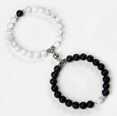 Couple Bracelets Set With Magnetic Buckle Matching Bracelet Simple Geometric Design Ethnic Retro Jewelry Anniversary