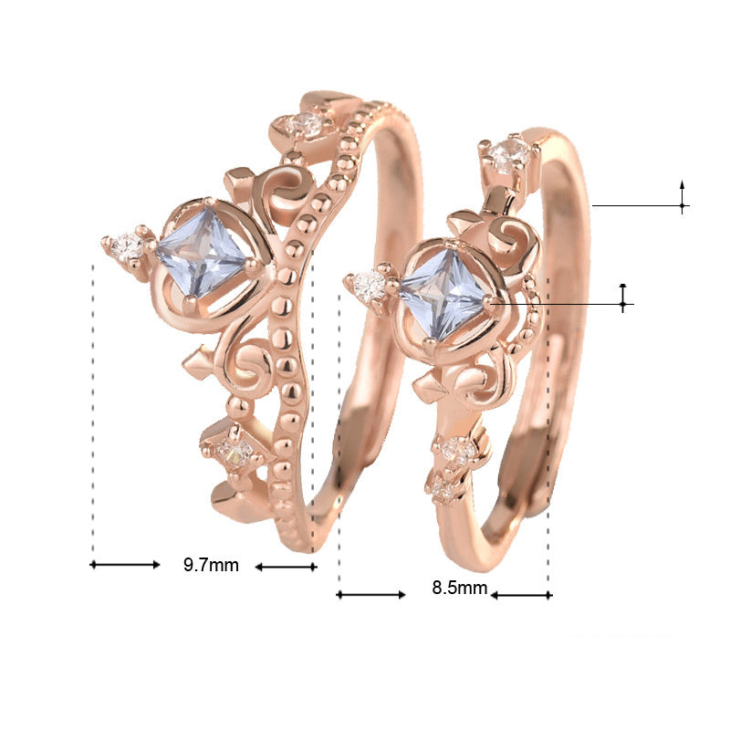 Adjustable Rose Gold Hearts Arrows Crown Ring Stackable
