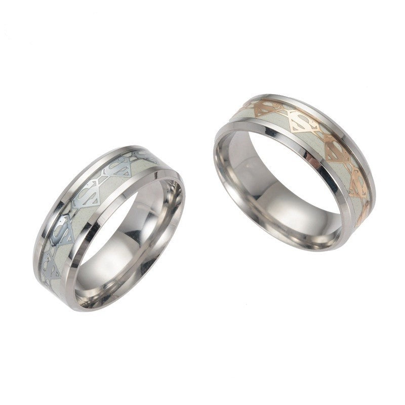 Stainless Steel Luminous Symbols Ring For Men Glowing Durable Jewelry Gift Ready Everyday Wear Modern Stylish Accessory