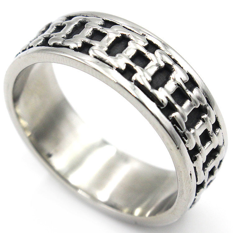Vintage Mesh Woven Titanium Steel Ring For Men Skull Pattern Unisex 8mm Band Durable Everyday Wear Style Today