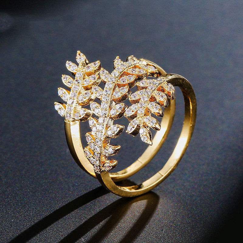 Copper Ring With Zircon Inlay Geometric Design Gold Plated Jewelry For Women Gift For Her Elegant Gift For All