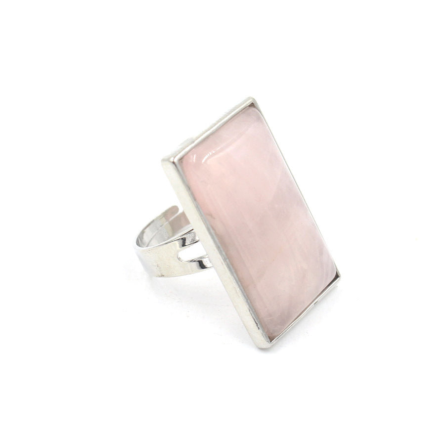 Mens Natural Crystal Geometric Ring Gold Plated Semi Precious Stone Fashion Jewelry Accessory Gift For Him Lux