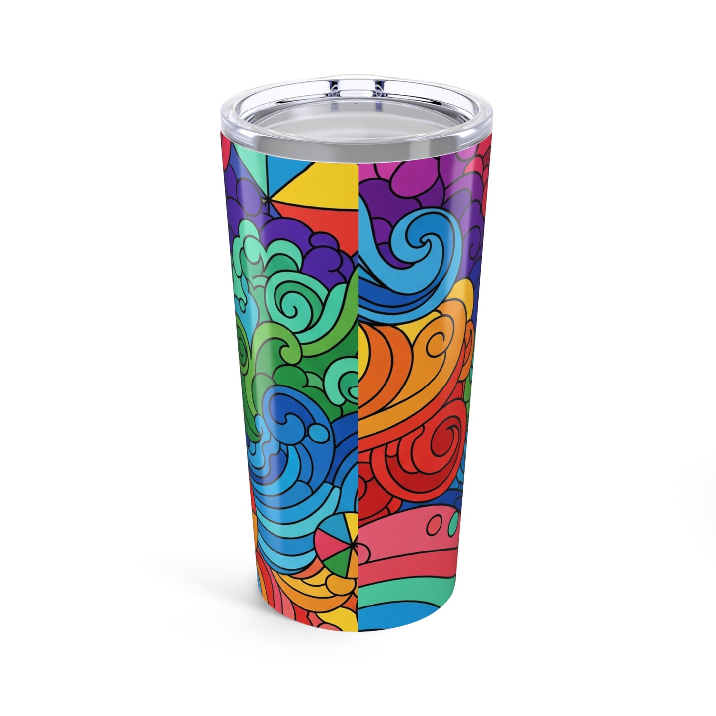 20oz Stainless Steel Tumbler With Printed Design Double Wall Vacuum Insulated Spill Resistant Durable Travel Mug