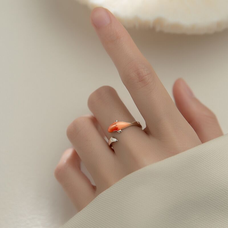 Adjustable Copper Ring With Epoxy Inlay For Women Natural