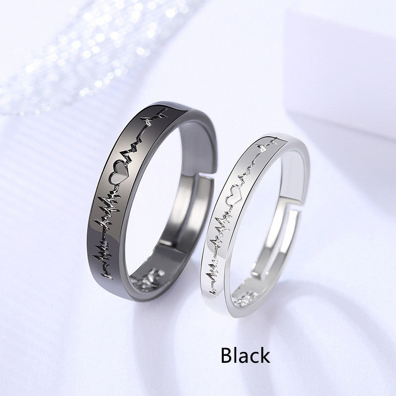 Couple Rings Cartoon Constellation Engraved Alloy Rings Black and White Wedding Bands Individually Packed Gift