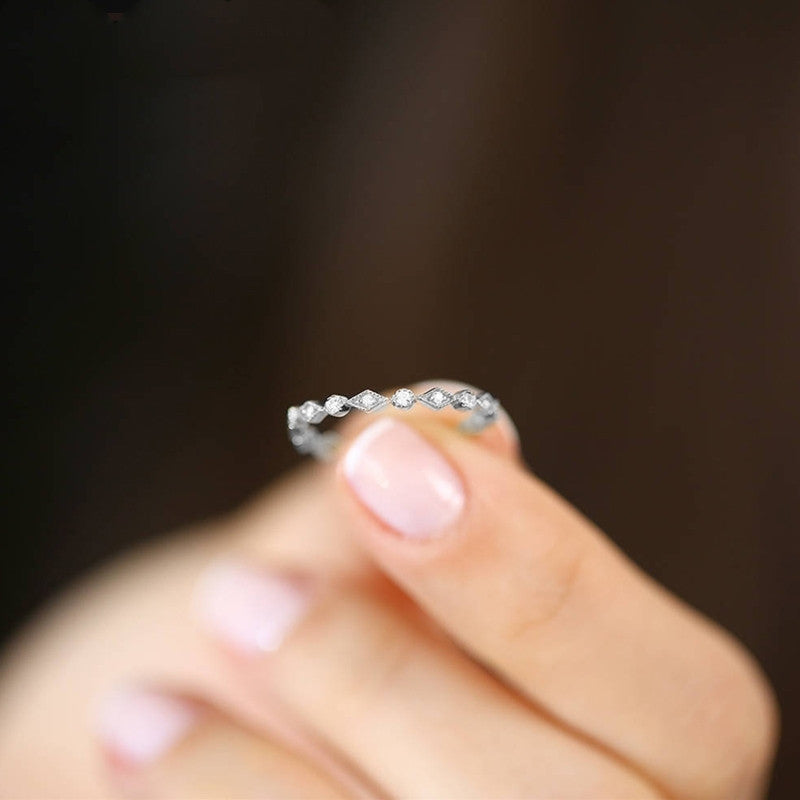 Copper Metal Diamond Tail Ring Women Fashion Jewelry