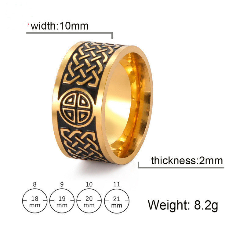 Spacer Square Celtic Knot Ring Unisex Fashion Titanium Steel Electroplated Finish Blackened Steel GoldFinishes