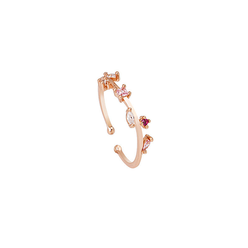 Women's Micro Set Zircon Leaf Ring Alloy Metal Dainty Nature Inspired Jewelry For Everyday Wear And Special Occasions