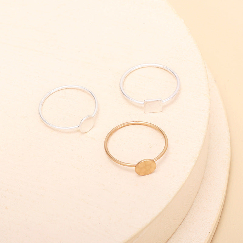 Womens Metal Rings Set Geometric Square Round Stacking Rings Fashion Jewelry Trendy Accessory For Everyday Use