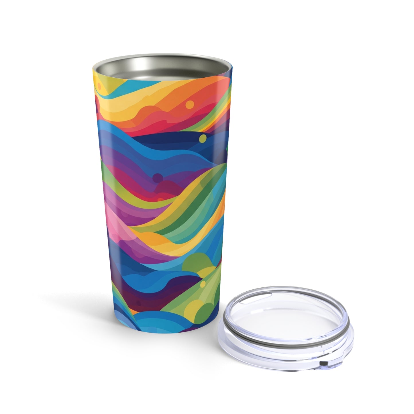 20 Oz Stainless Steel Travel Mug With Double Wall Vacuum Insulation And Printed Design Spill Resistant For Hot Or
