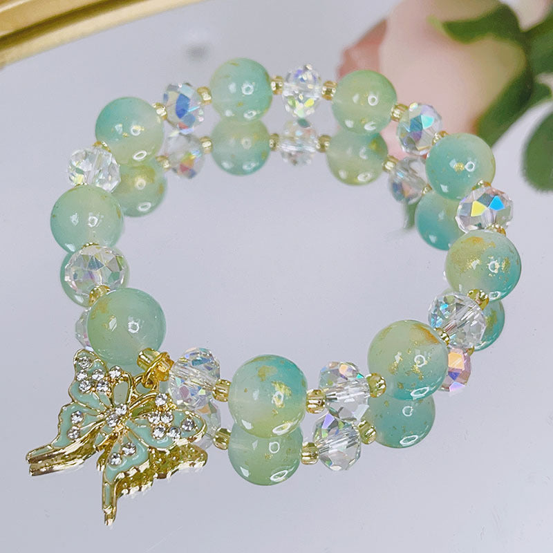 Women Glass Bracelet Elegant Fashion Accessory With Colorful Glaze Butterfly And Bear Design For Women Lovers