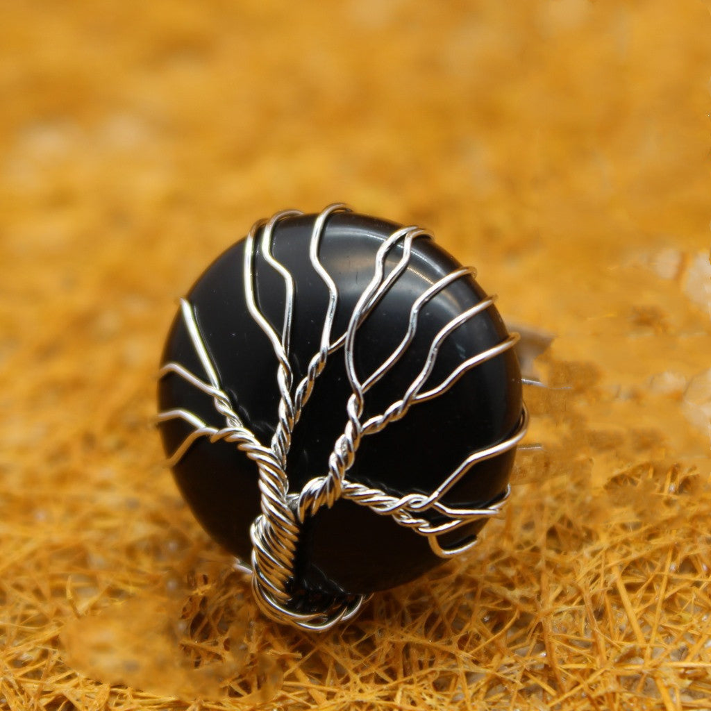 Unisex Korean Inspired Leaf Design Gemstone Ring Handcrafted