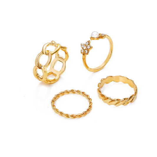 Heart Shaped Ring For Women Twisted Chain Electroplated Finish Retro Style Anniversary Birthday Wedding Jewelry