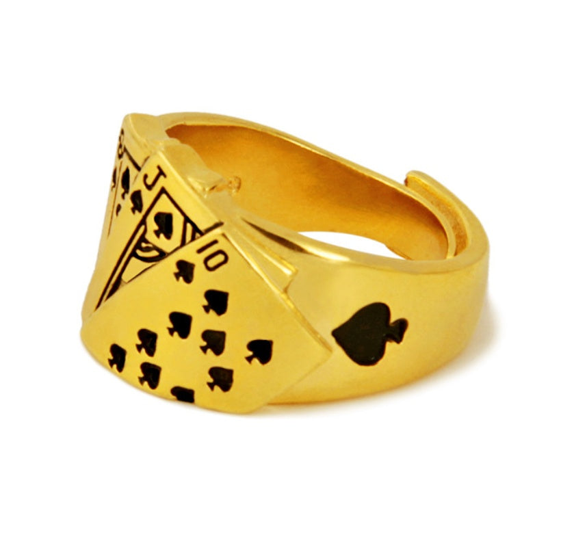Unisex 24K Gold Plated Ring Diamond Shape Adjustable Opening Ethnic Inspired Brass Jewelry Men Women Shine Lux