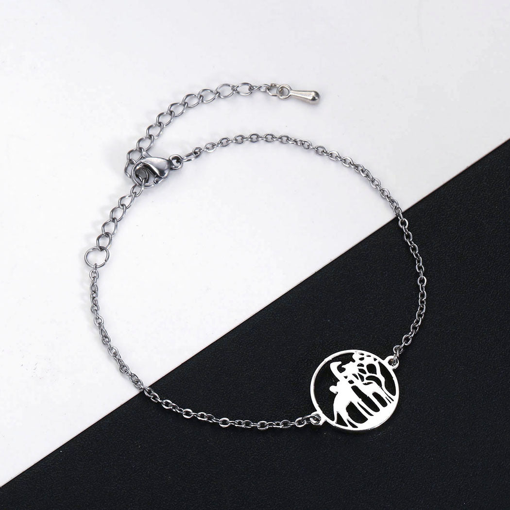 Giraffe Stainless Steel Bracelet Mother And Baby Giraffe Bangle Geometric Simple Design Gift For Mom Gold Silver