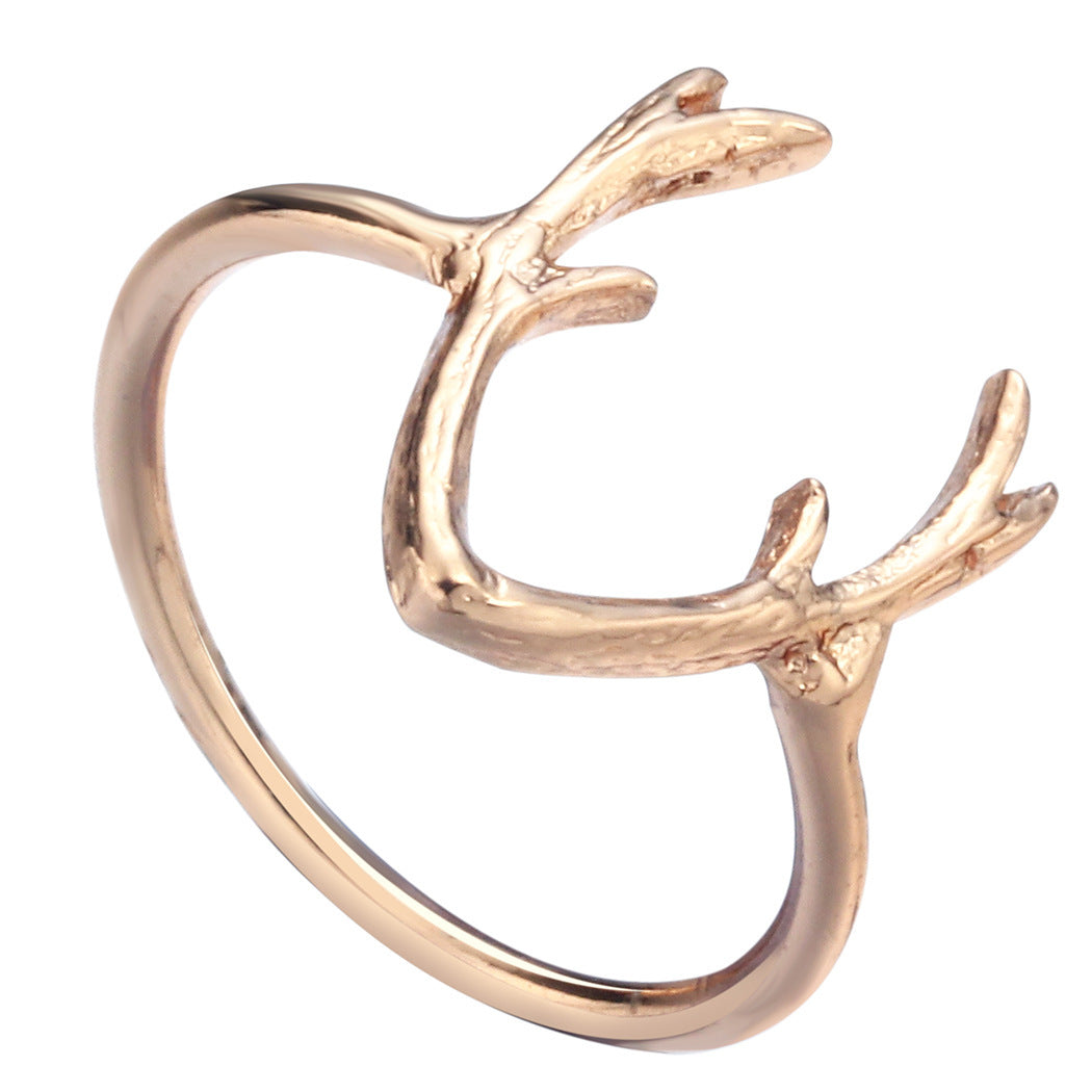 Womens Metallic Elk Rings Animal Inspired Jewelry Adjustable Opening Gold Silver Ring Unique Gift Idea For Her