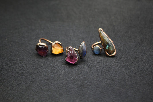 Vintage Purple Quartz Ring for Women Adjustable Opening Retro Style with Flash Stone Original Violet Stone Ring