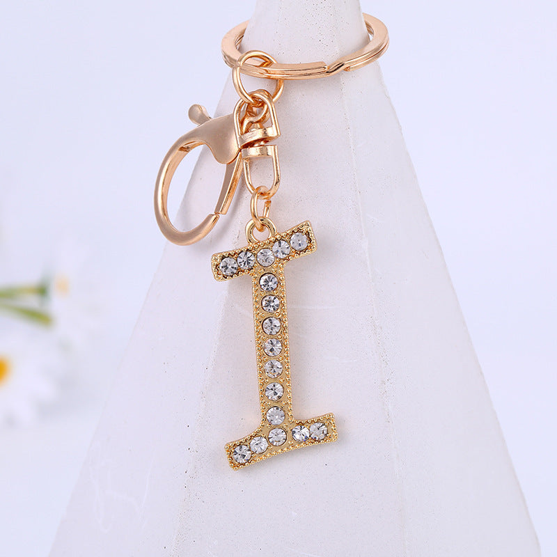 Personalized Initial Keychain With Diamond Inlay Letter Ring For Bags Cars Keys Durable Alloy Finish And Shine