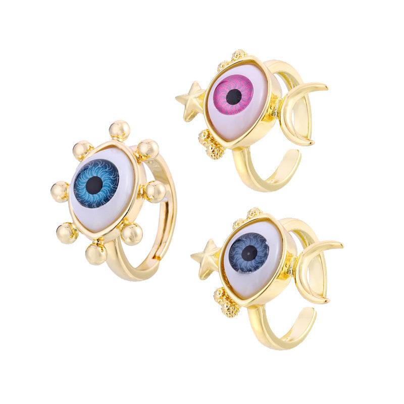 Evil Eye Ring Adjustable Vintage Geometric Dripping Oil Jewelry Gift For Men Women Durable High Quality Accessory