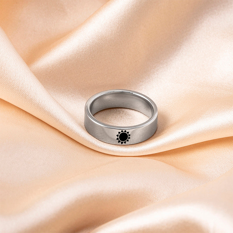 Couple Rings Set Stainless Steel Sun And Moon Eco Gift