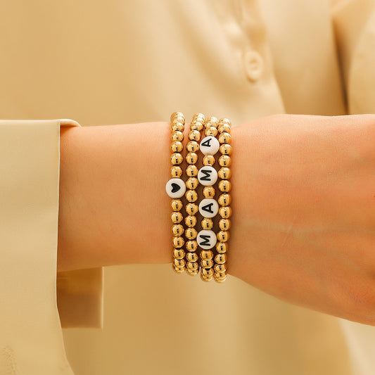 Womens Acrylic Bracelet Set Geometric Round Design Elegant Gold Plated Bracelets 4 Piece Gift For Her Chic Now