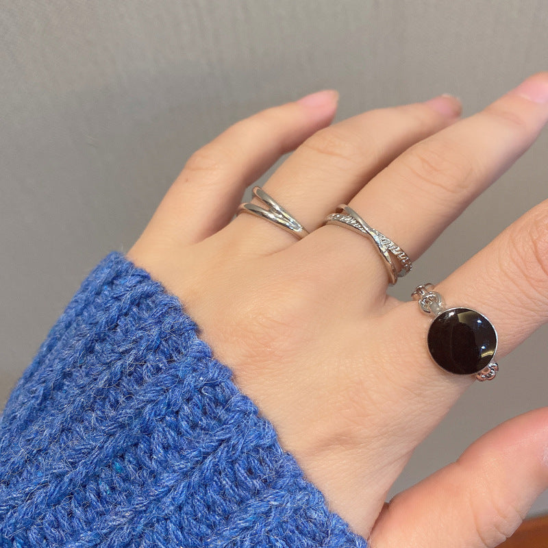 Geometric Ring Set for Women Alloy Rings for Index Finger European American Style Temperament Jewelry Set Gold