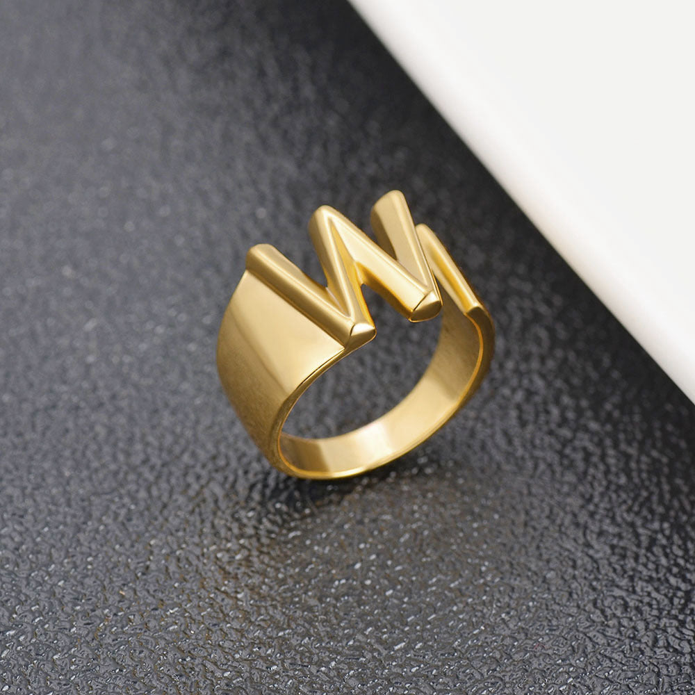 Womens Initial Letter Copper Ring With Gold Inlay A To Z Alphabet Ring For Her Birthday Gift Ideal For Girls And Women