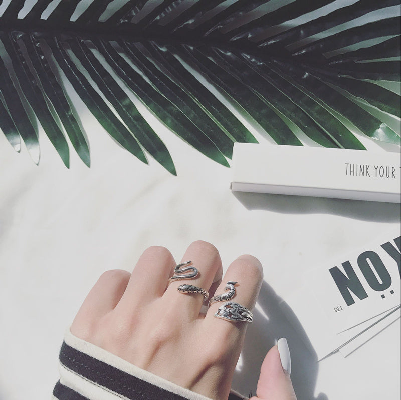 Womens Silver Plated Snake Ring Adjustable Fashion Ring Simple Design For Everyday Wear Jewelry Gift TrendyNow