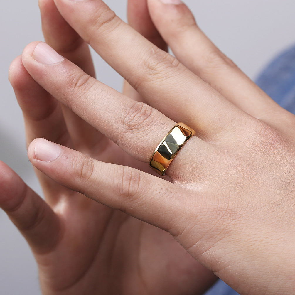 Mens Stainless Steel Ring Blue And Gold Tone Titanium Finish Fashion Band Sizes 7 8 9 10 11 12 Perfect For Daily Wear