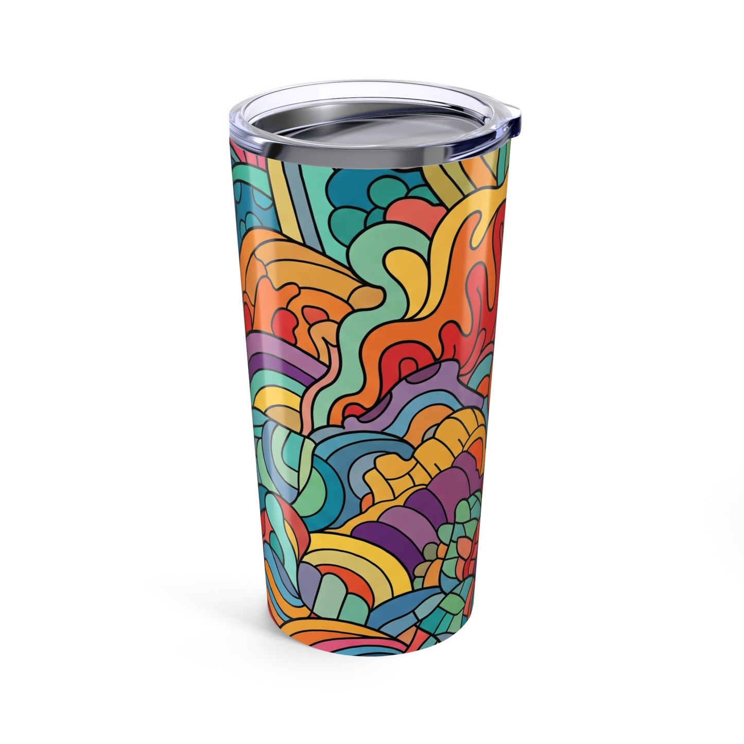 20 Oz Stainless Steel Printed Tumbler Double Wall Vacuum Insulation Travel Mug Spill Resistant Lid Dishwasher Safe