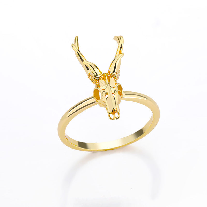 Antelope Skull Ring Gold Silver Unisex Fashion Accessory