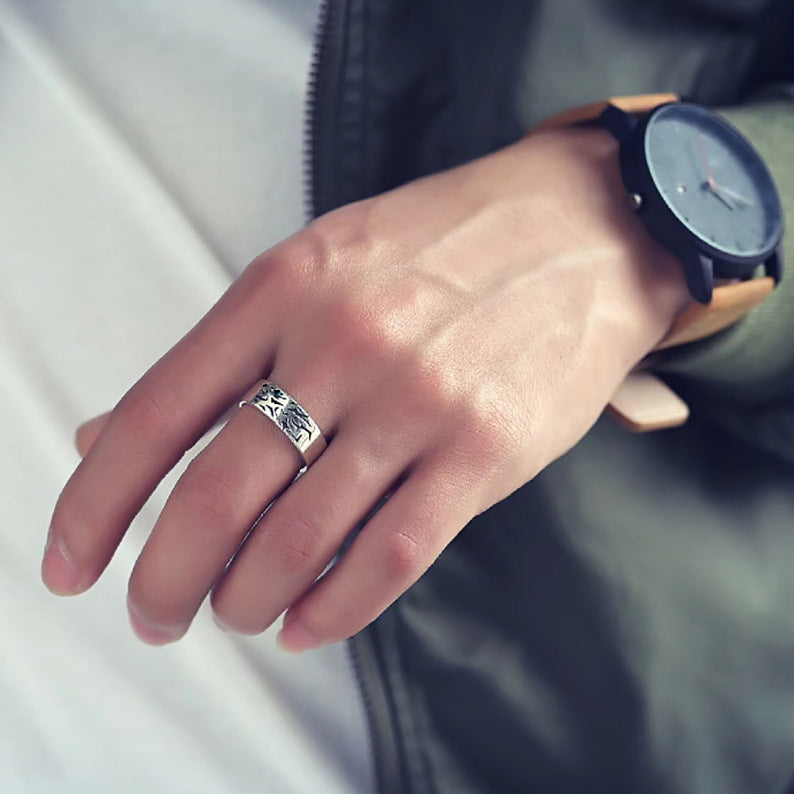 Copper Ring Adjustable Open Band Fashion Jewelry 7mm Wide 2mm Thick White Gold Color Vintage Design Ring Style