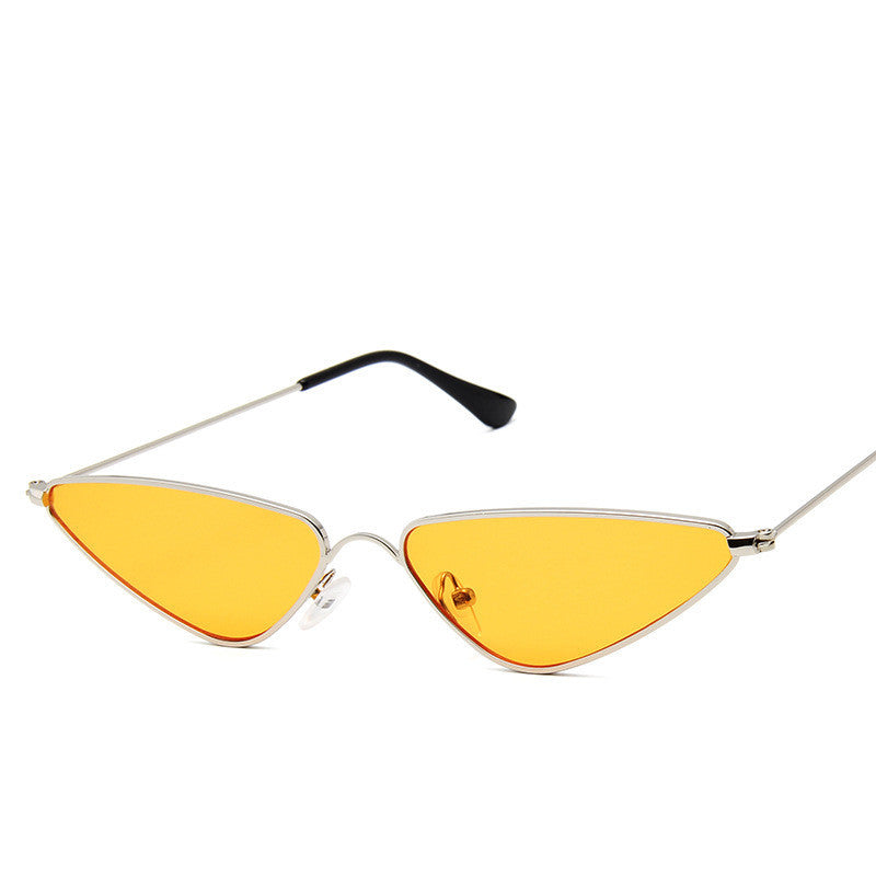 Adults Cat Eye Sunglasses Vintage Metal Frame Triangle Piece Design AC Lenses Full Frame Non Polarized Fashion