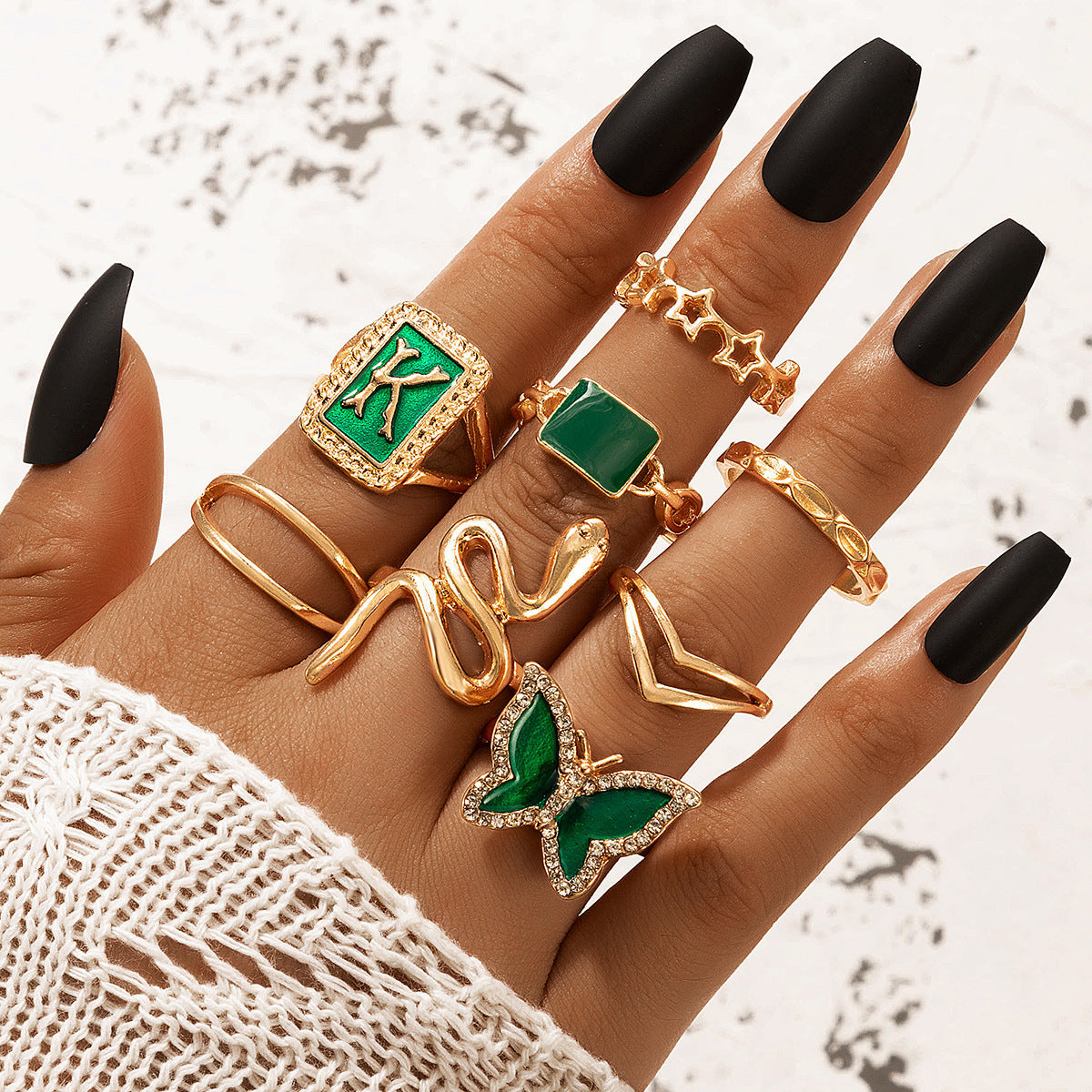 Unisex Geometric Ring Set Alloy Knuckle Rings Retro Ethnic Metal Elements Fashion For Everyday Wear Boho Chic