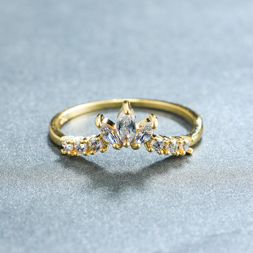 Gold Tone Oval Ring For Women Geometric Copper Design Fashion Jewelry Everyday Wear Everyday Style Accessories Chic