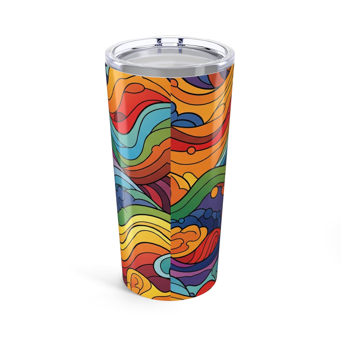 20oz Stainless Steel Tumbler With Double Wall Vacuum Insulation Spill Resistant Printed Design Durable Travel Mug