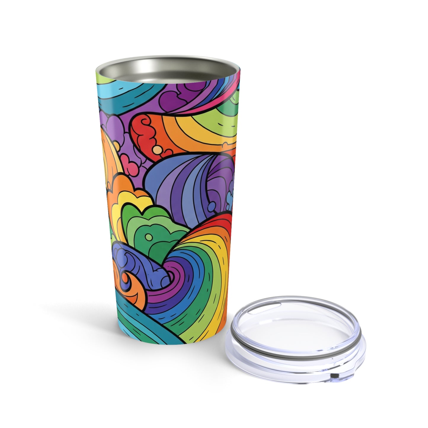 20oz Stainless Steel Tumbler With Printed Art Double Wall Vacuum Insulated Leak Proof BPA Free Hot Cold Beverage