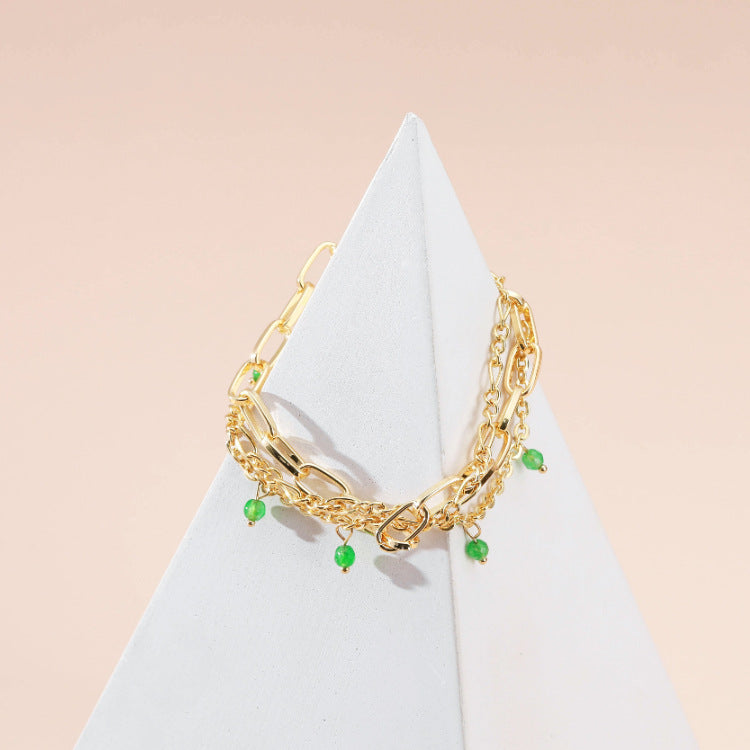 Womens Metal Bracelet Crystal Bead Multilayer Chain Bracelet With Lobster Clasp And Individually Packed Design