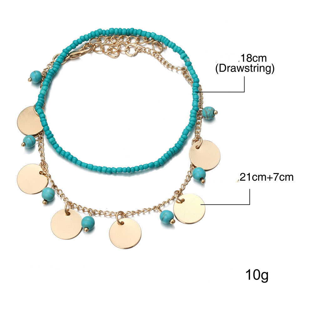 Bohemian Beaded Copper Alloy Electroplated Geometric Design Bracelet Set Unisex European Fashion Hand Beaded Style