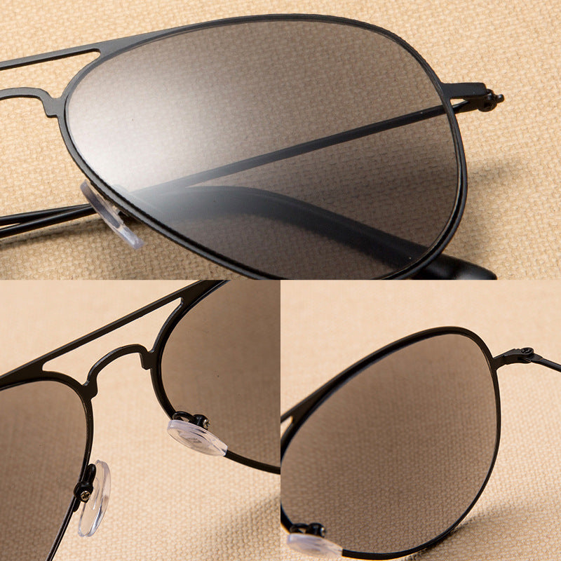 Sun Reading Glasses Full Lens Metal Frame Stainless Steel PC Lenses 140 mm Length Degrees 100 to 350 Diopters.