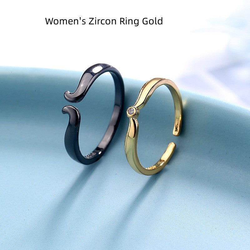 Couple Wings Rings Adjustable Metal For Him And Her Black And White Design Perfect Gift For Couples Gift Ideas