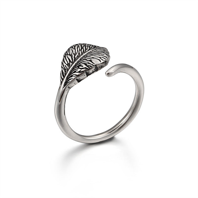 Titanium Steel Ring Forest Leaf Vintage Design Japanese Korean Fashion Jewelry For Women High Quality New Ring