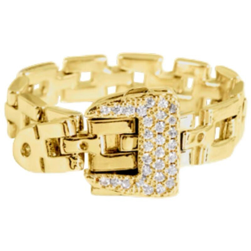 Geometric Copper Belt Buckle Ring For Women With Soft Chain Design Unisex Jewelry Perimeter 8 cm Everyday Wear Daily