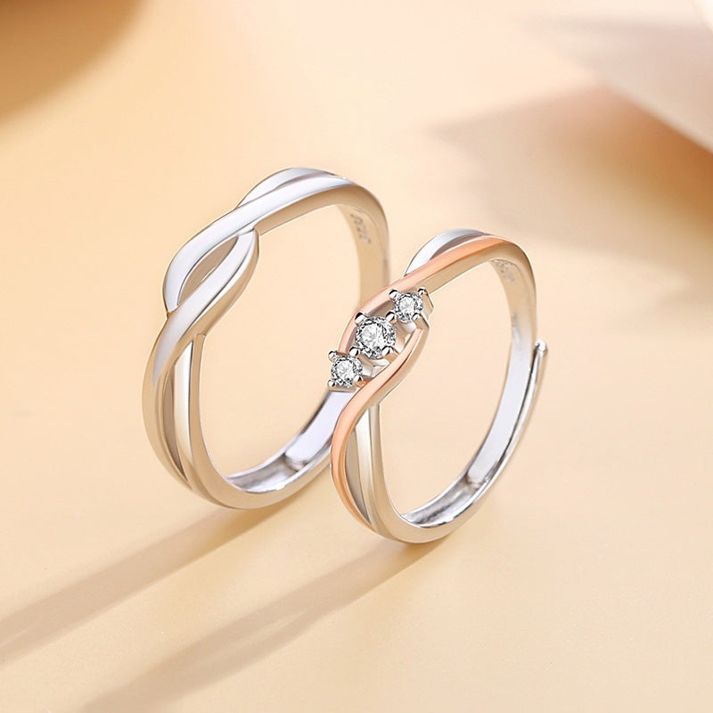 Adjustable Sterling Silver Ring For Men And Women Winding Design With Micro Inlay Zircon Stones For Style Ring